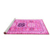 Sideview of Machine Washable Geometric Pink Traditional Rug, wshtr3010pnk