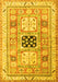 Machine Washable Geometric Yellow Traditional Rug, wshtr3010yw