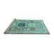 Sideview of Machine Washable Geometric Light Blue Traditional Rug, wshtr3010lblu