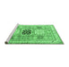 Sideview of Machine Washable Geometric Emerald Green Traditional Area Rugs, wshtr3010emgrn