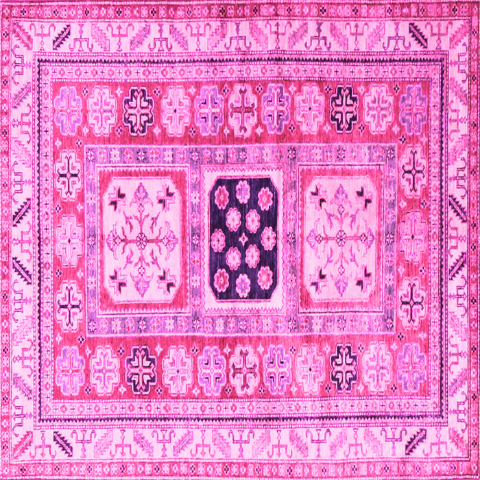 Square Machine Washable Geometric Pink Traditional Rug, wshtr3010pnk