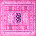 Square Geometric Pink Traditional Rug, tr3010pnk