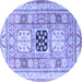 Round Geometric Blue Traditional Rug, tr3010blu