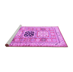 Sideview of Machine Washable Geometric Purple Traditional Area Rugs, wshtr3010pur