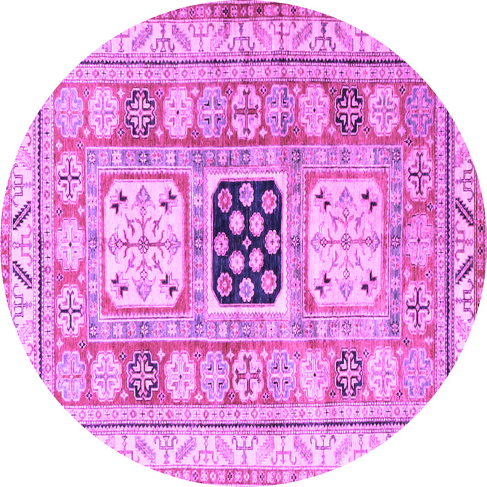 Round Machine Washable Geometric Purple Traditional Area Rugs, wshtr3010pur