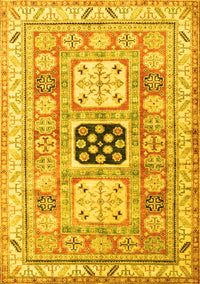 Geometric Yellow Traditional Rug, tr3010yw