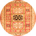 Square Geometric Orange Traditional Rug, tr3010org