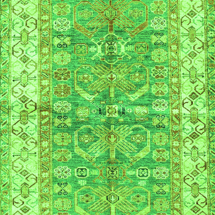 Serging Thickness of Machine Washable Oriental Green Traditional Area Rugs, wshtr3011grn