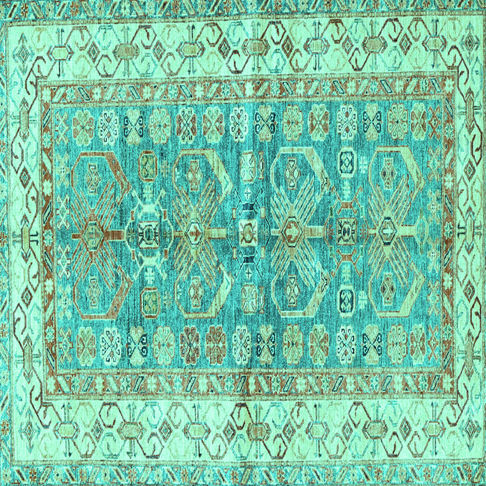 Square Machine Washable Oriental Turquoise Traditional Area Rugs, wshtr3011turq