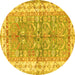 Round Oriental Yellow Traditional Rug, tr3011yw