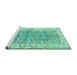 Sideview of Machine Washable Oriental Turquoise Traditional Area Rugs, wshtr3011turq