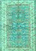 Machine Washable Oriental Turquoise Traditional Area Rugs, wshtr3011turq