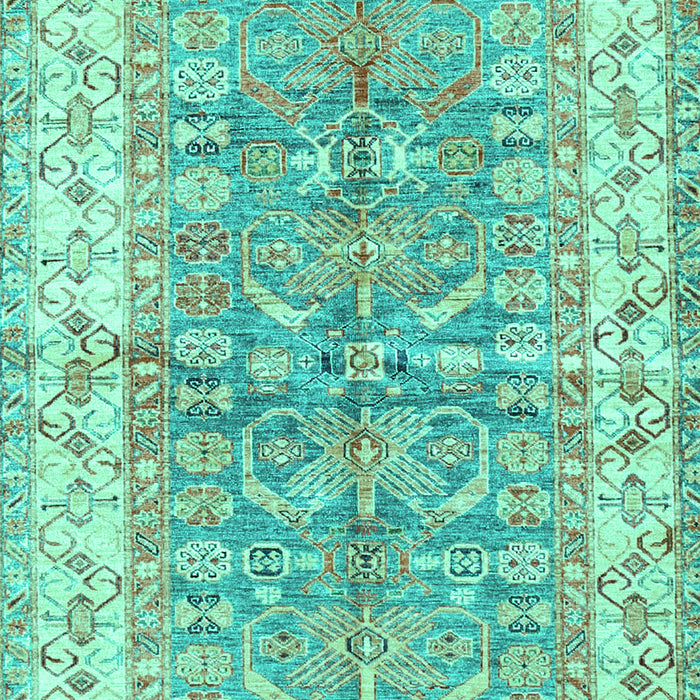 Machine Washable Oriental Turquoise Traditional Area Rugs, wshtr3011turq