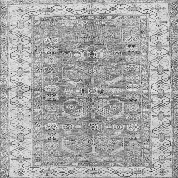 Round Machine Washable Oriental Gray Traditional Rug, wshtr3011gry