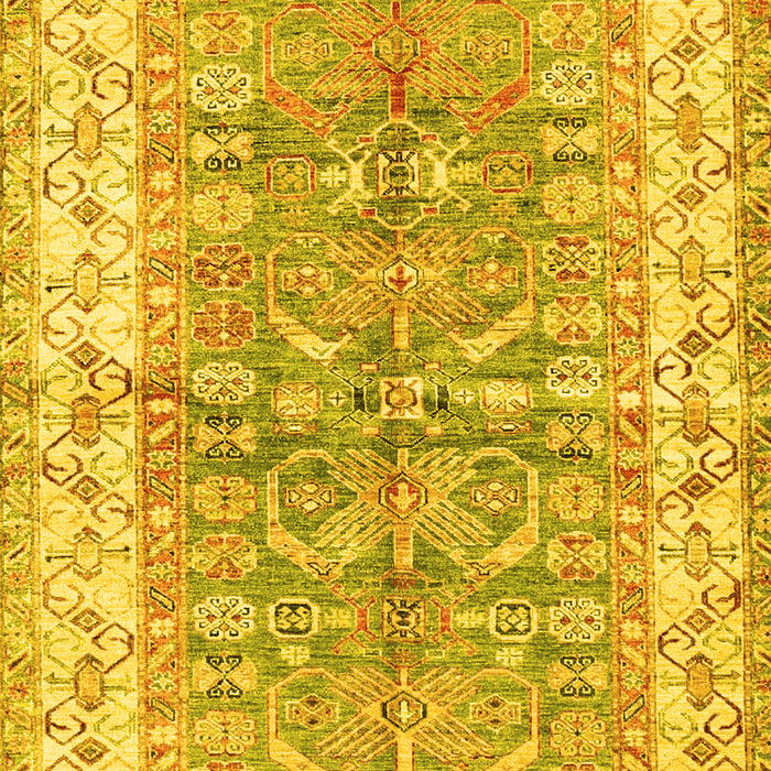Machine Washable Oriental Yellow Traditional Rug, wshtr3011yw