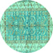 Round Oriental Turquoise Traditional Rug, tr3011turq