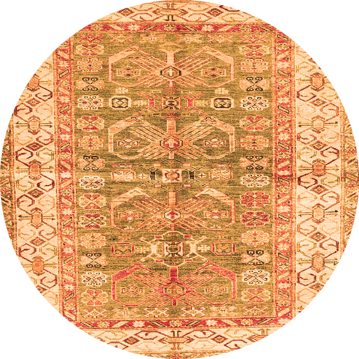 Square Oriental Orange Traditional Rug, tr3011org