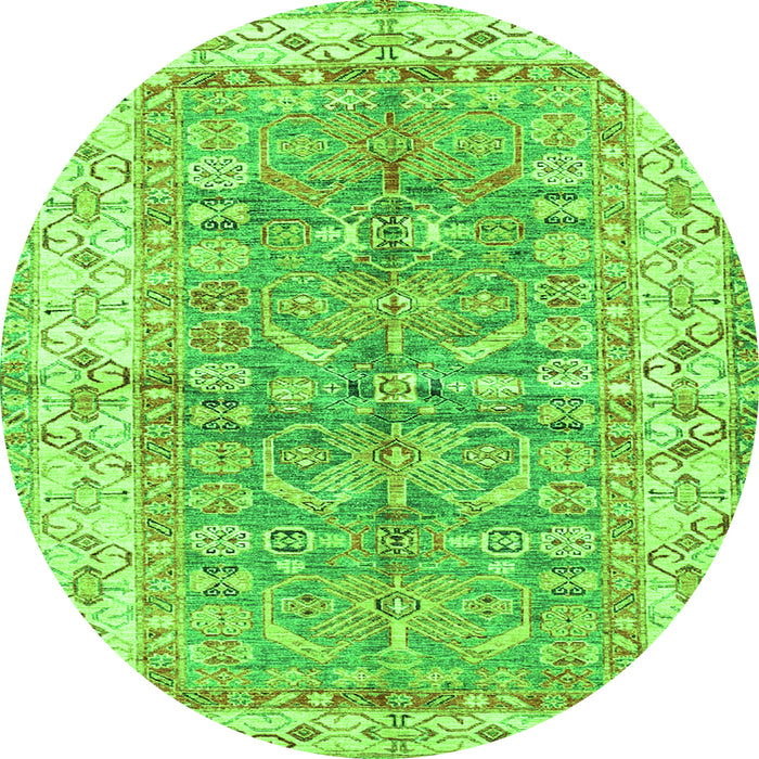 Square Oriental Green Traditional Rug, tr3011grn