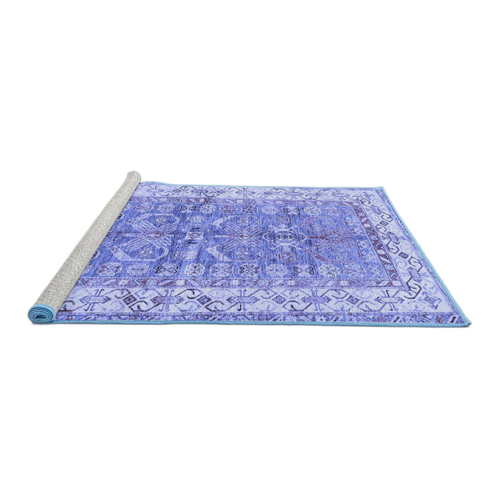 Sideview of Machine Washable Oriental Blue Traditional Rug, wshtr3011blu