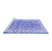 Sideview of Machine Washable Oriental Blue Traditional Rug, wshtr3011blu