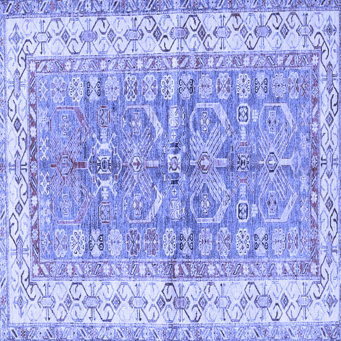 Square Machine Washable Oriental Blue Traditional Rug, wshtr3011blu