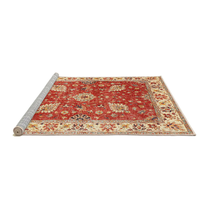 Sideview of Machine Washable Traditional Fire Red Rug, wshtr3012