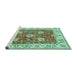 Sideview of Machine Washable Oriental Turquoise Traditional Area Rugs, wshtr3012turq