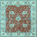 Square Machine Washable Oriental Light Blue Traditional Rug, wshtr3012lblu