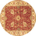 Round Oriental Brown Traditional Rug, tr3012brn