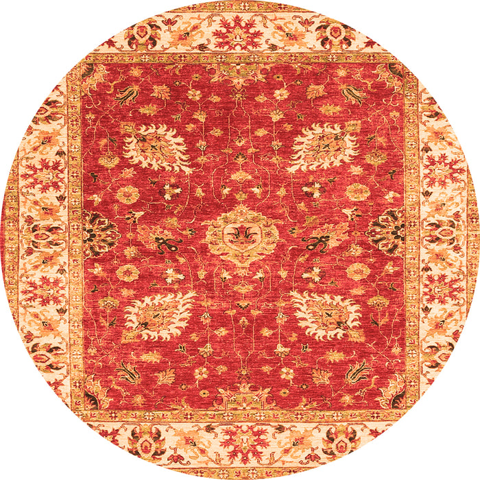 Square Oriental Orange Traditional Rug, tr3012org