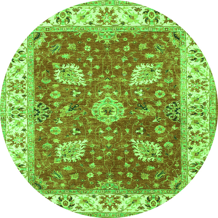 Square Oriental Green Traditional Rug, tr3012grn
