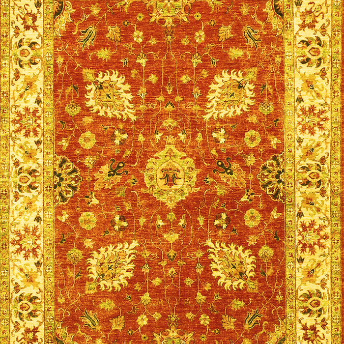 Machine Washable Oriental Yellow Traditional Rug, wshtr3012yw