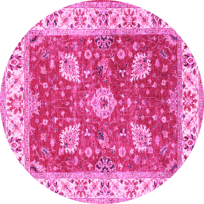 Round Oriental Pink Traditional Rug, tr3012pnk