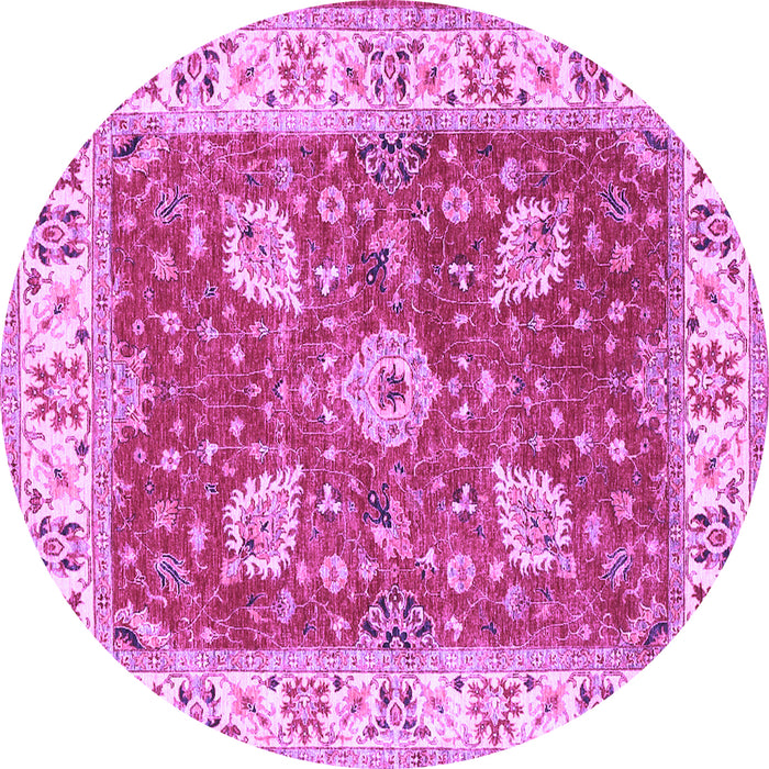 Round Oriental Purple Traditional Rug, tr3012pur