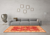 Machine Washable Oriental Orange Traditional Rug, wshtr3012org