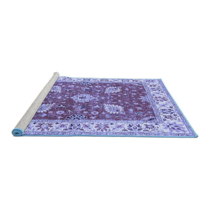 Sideview of Machine Washable Oriental Blue Traditional Rug, wshtr3012blu