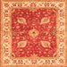 Round Machine Washable Oriental Orange Traditional Area Rugs, wshtr3012org