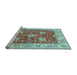 Sideview of Machine Washable Oriental Light Blue Traditional Rug, wshtr3012lblu