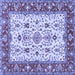 Square Machine Washable Persian Blue Traditional Rug, wshtr3013blu