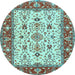 Round Persian Light Blue Traditional Rug, tr3013lblu