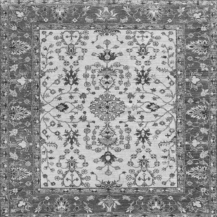 Round Machine Washable Persian Gray Traditional Rug, wshtr3013gry