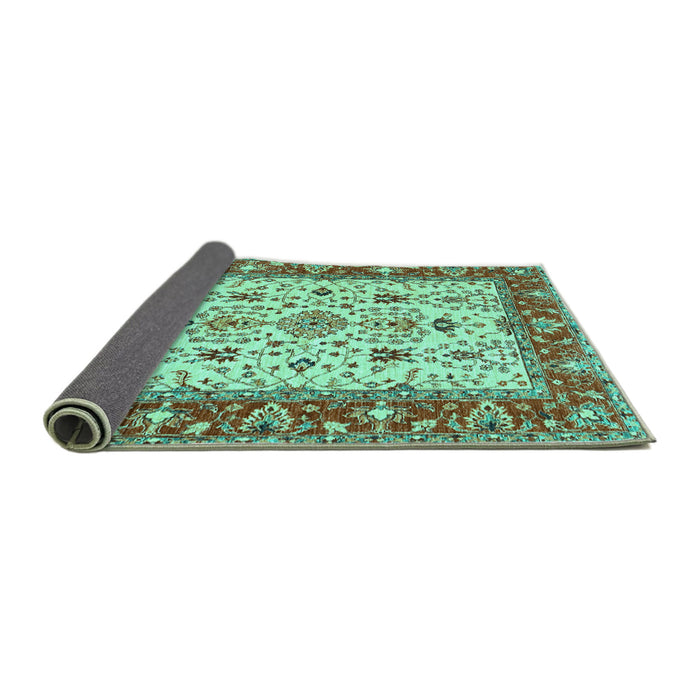 Sideview of Persian Turquoise Traditional Rug, tr3013turq