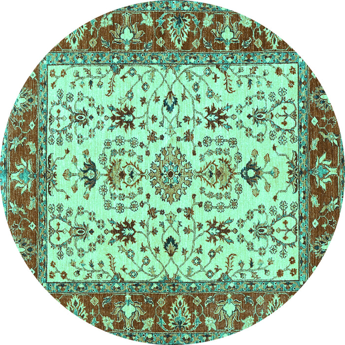 Round Persian Turquoise Traditional Rug, tr3013turq