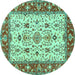 Round Persian Turquoise Traditional Rug, tr3013turq