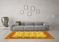 Machine Washable Persian Yellow Traditional Rug, wshtr3013yw