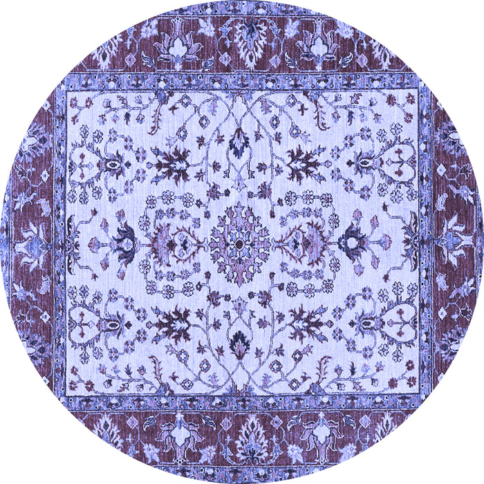 Round Persian Blue Traditional Rug, tr3013blu