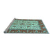 Sideview of Machine Washable Persian Light Blue Traditional Rug, wshtr3013lblu