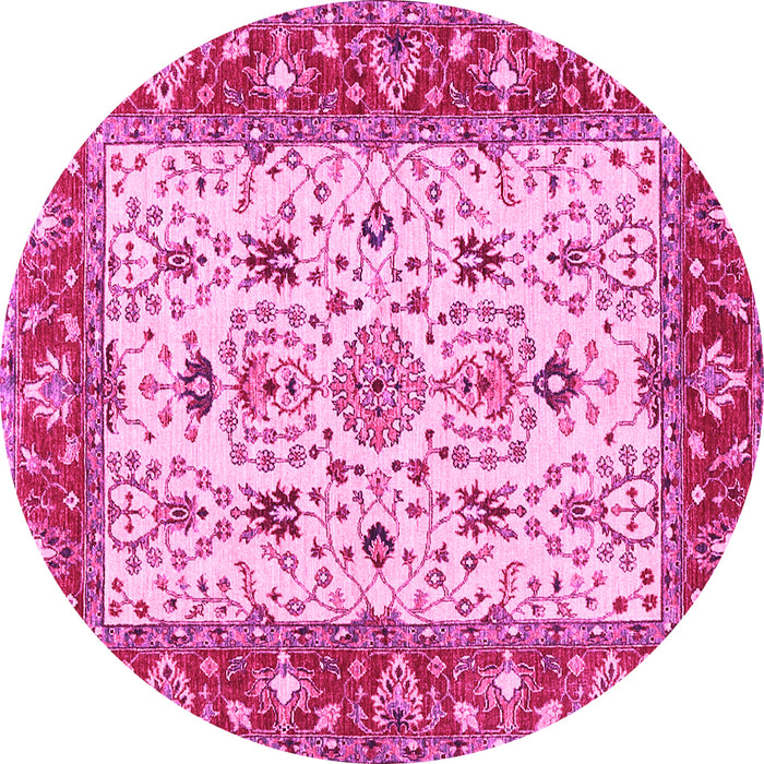 Round Persian Pink Traditional Rug, tr3013pnk