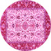 Round Persian Pink Traditional Rug, tr3013pnk