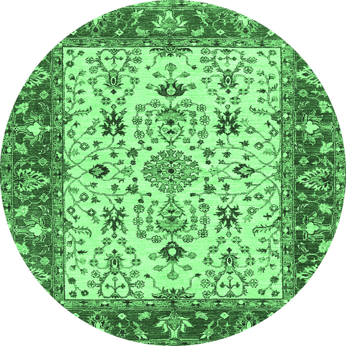 Round Persian Emerald Green Traditional Rug, tr3013emgrn